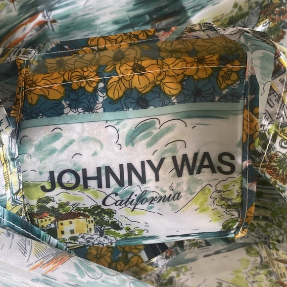 NWT Johnny Was reusable nylon tote bag canal roe boat themed - Picture 3 of 3